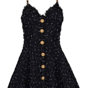 Balmain Black and Gold Mini Dress